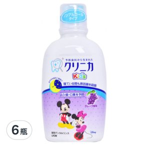 LION 獅王 固齒佳 兒童漱口水 3歲以上, 葡萄, 250ml, 6瓶