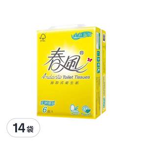 春風 柔韌細緻 抽取式衛生紙, 100張, 6包, 14袋