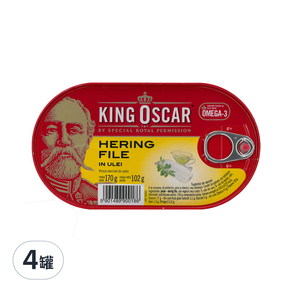 KING OSCAR 油漬鯡魚排, 170g, 4罐