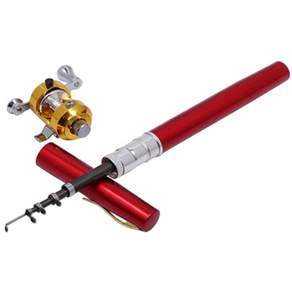 LEO 手提筆釣魚竿+專用卷線器套組, 紅色的