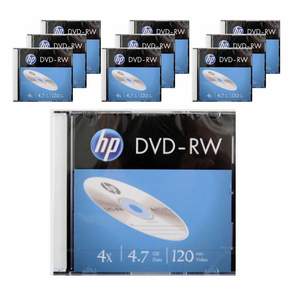 hp 4.7GB 4x 超薄盒空白光盤 DVD-RW 10p, 單品