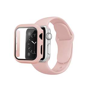 Ussus Apple Watch 矽膠錶帶 + 錶殼套組 44 毫米 M/L, 沙粉色, 1套