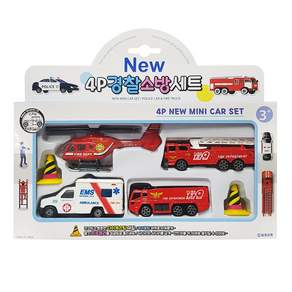 全新警察消防玩具車 4件組, 消防