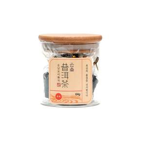 玻璃罐裝雲南普洱茶塊 S號 菊花款, 64克, 1個