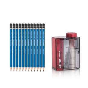 STAEDTLER 素描鉛筆 2B 12入+4段式便攜型削鉛筆機 隨機出貨, 混色, 1套