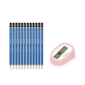 STAEDTLER 素描鉛筆 7H 12入+迷你削鉛筆器 隨機出貨, 混色, 1套