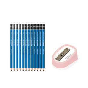 STAEDTLER 素描鉛筆 5B 12入+迷你削鉛筆器 隨機出貨, 混色, 1套