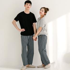 JJiniya Couple's Cotton Mickey Mouse Check Part 9 睡褲