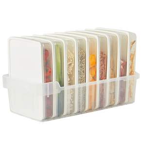 cimelax 冰箱保鮮盒 L號 白色 9入+專用收納籃組 L號, 1套