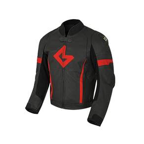 Breno Teramo Kevlar 皮革機車夾克 + 保護套, 黑色 + 紅色