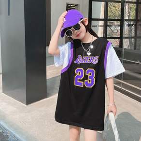 橙色 LAKERS23 女童長款 T恤