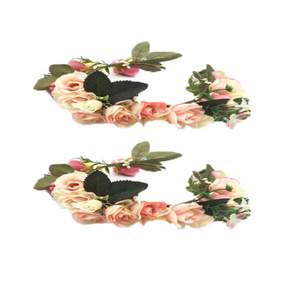 新娘自然風手工花頭飾復古花冠 15-20cm, 2個, 淺粉色