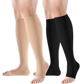 Monster Toe 開口壓縮襪黑+米色套組, 1套, 小腿/膝蓋型