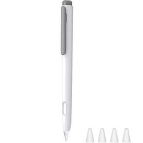 J-ROAD Apple Pencil 第 2 代記號筆盒 + 筆尖 4P, 白灰色, 1組