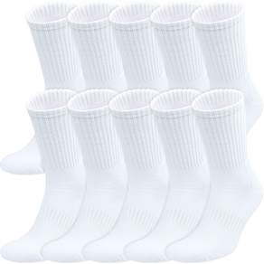 Shinda Socks 男士運動基本款長襪 10 雙裝, 白色