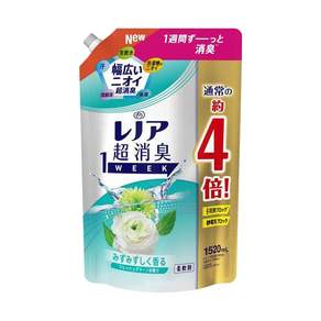 Lenor 蘭諾 1WEEK 超強除臭衣物柔軟精超特大補充包 綠色清香, 1520ml, 1包