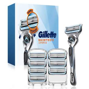 Gillette 吉列 Skintech 手動刮鬍刀手柄 + 刮鬍刀刀片 8 件套, 1組