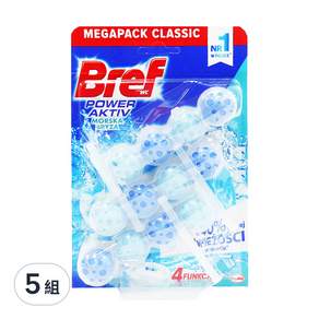 Bref 妙力 強力馬桶芳香清潔球 藍色 海洋香氛 3個, 150g, 5組