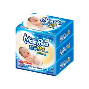 MamyPoko 滿意寶寶 溫和純水厚型溼巾補充包, 80張, 3包, 1組