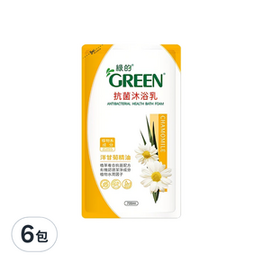 GREEN 綠的 抗菌沐浴乳 洋甘菊精油 補充包, 700ml, 6包