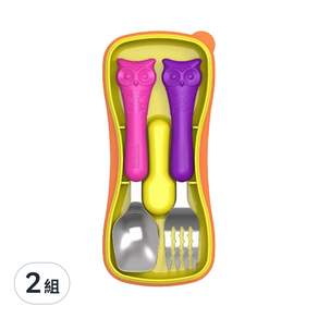 Edison 貓頭鷹湯叉組, 粉色 + 紫色, 2組