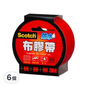 3M Scotch 強力防水膠帶 2048R, 大紅色, 6個