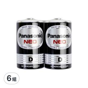 Panasonic 國際牌 錳乾電池 1號 黑色, 2顆, 6組