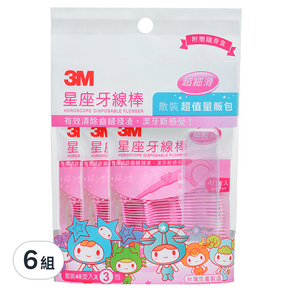 3M 星座牙線棒 超值量販包 附隨身盒 3包, 6組, 144支