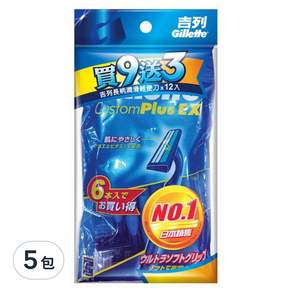 Gillette 吉列 長柄潤滑輕便刀 日本包裝, 12入, 5包