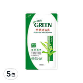 GREEN 綠的 抗菌沐浴乳補充包 綠茶精油, 700ml, 5包