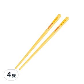 PiYOPiYO 黃色小鴨 兒童筷子 0.7*16.2*0.7cm, 黃色, 4雙
