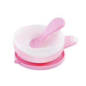 FARLIN 兒童吸盤學習碗/蹦蹦碗 附湯匙, 粉色, 1個
