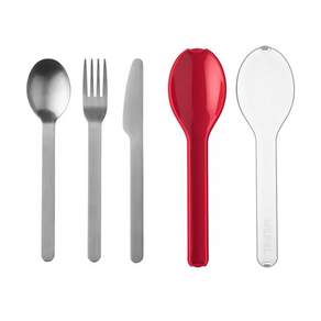 MEPAL 隨行餐具三件組, 紅色, 餐匙+餐叉+餐刀, 1組