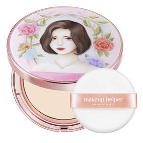 makeup helper Best Art Edition系列經典持效蜜粉餅 Lovely Rachel 25g+專用粉撲, 21 Natural Beige, 1組