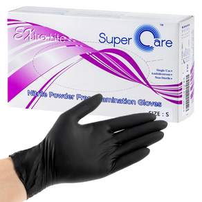 Super Care 黑色丁腈手套 S號, 黑色, 小(S), 1組