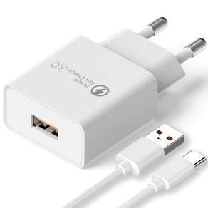 Seoga Quick Charge QC3.0 18W USB 快速充電器 + Type C 線 1.5m 套裝, 白色, 1個