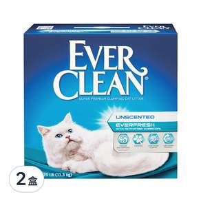 EVER CLEAN 藍鑽 雙重活性碳低過敏結塊超凝結貓砂 25lb, 11.3kg, 2盒