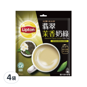 Lipton 立頓 絕品醇 翡翠茉香奶綠, 19g, 15包, 4袋