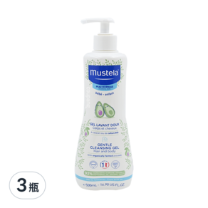 mustela 慕之恬廊 嬰兒二合一牛油果洗髮沐浴露, 500ml, 3瓶