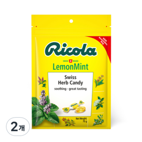 Ricola 利口樂 無糖草本喉糖 檸檬薄荷口味, 70g, 2袋