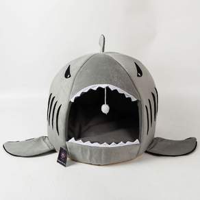 DING DONG PET 鯊魚造型寵物窩, 灰色