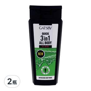 GATSBY 男性勁爽三效潔顏洗髮沐浴露, 250ml, 2瓶