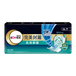 Kotex 靠得住 完美封漏 長夜抑菌 棉柔系列 夜用衛生棉, 28cm, 42片, 1組