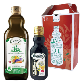 Costa d'Oro 頂級冷壓初榨橄欖油 未過濾+巴薩米克醋 禮盒, 1盒