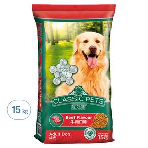 CLASSIC PETS 加好寶 成犬/中大型犬專用 乾狗糧, 牛肉口味, 15kg, 1袋