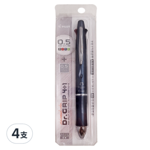 PILOT 百樂 Dr.Grip 健握4 + 1多功能筆 0.5mm PBKHDF1SEF-ANV, 金屬海軍藍, 4支