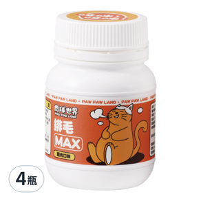 PAW PAW LAND 肉球世界 排毛MAX, 調節消化機能, 雞肉口味, 50g, 4瓶