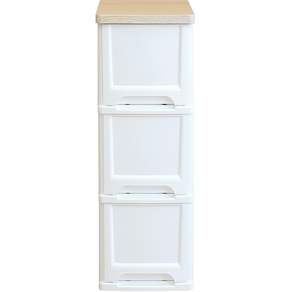 BONOHOUSE 3層木質抽屜收納櫃, 白色, 1個