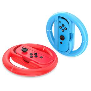 JOYTRON Nintendo Switch Joy-Con賽車遊戲專用方向盤搖桿, JTSW-128(紅色+藍色), 1組