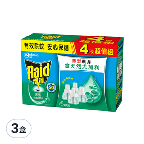 Raid 雷達 超智慧薄型液體電蚊香補充瓶組 41ml*4瓶, 3盒